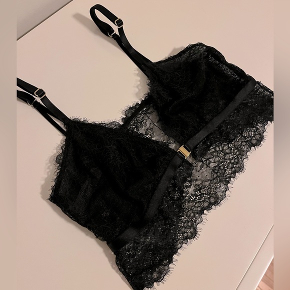 Auden Women's Lace Longline Eyelash Front Closure Clasp Bralette size Small - Picture 2 of 14